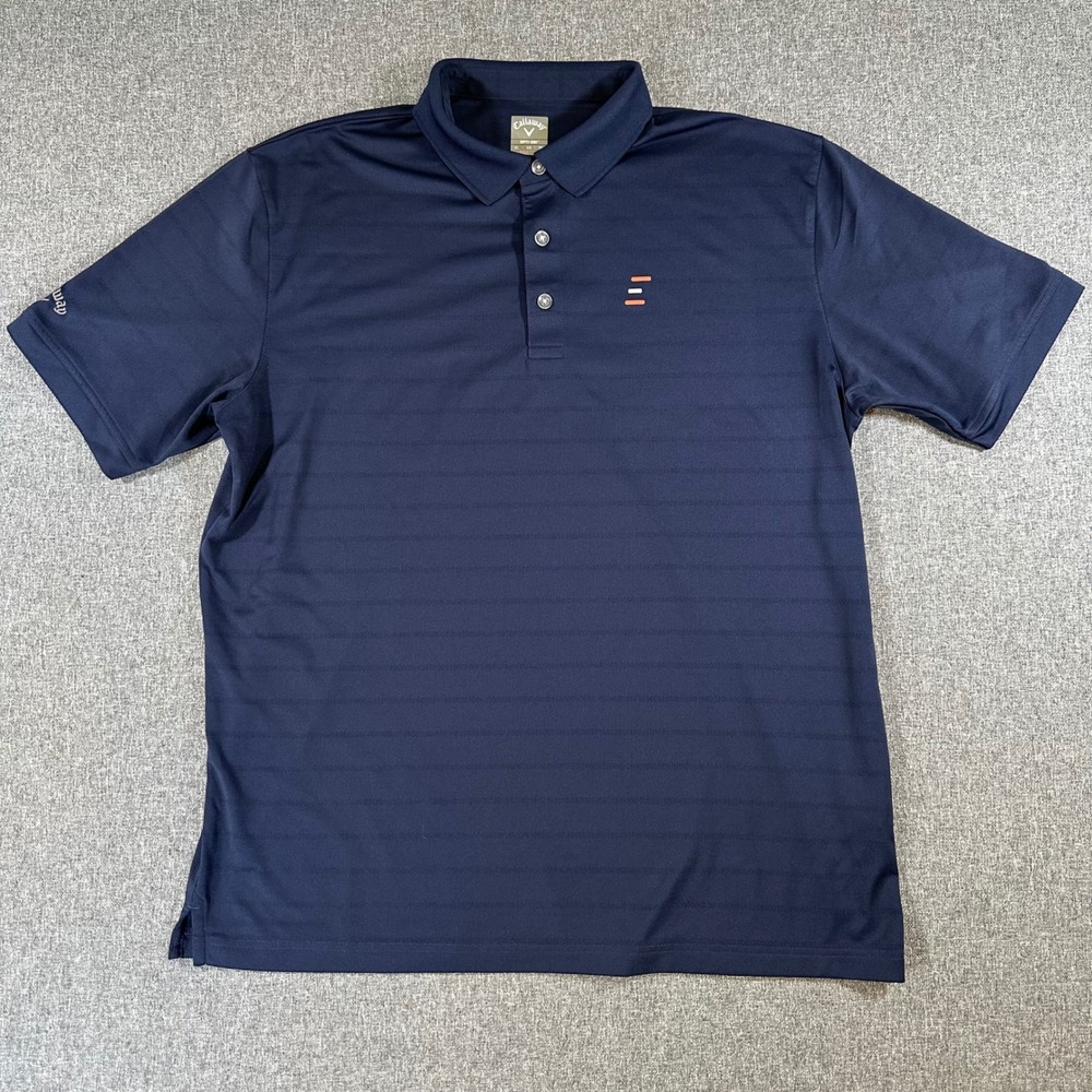 Callaway Opti-Dri Mens XL Navy Blue Polo Shirt Golf Performance STEP Energy Logo
